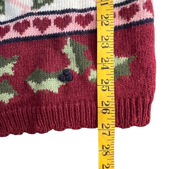 Embroidered by Hand Vintage Christmas Cardigan Grandma Pink Oversized Large - Picture 10 of 13